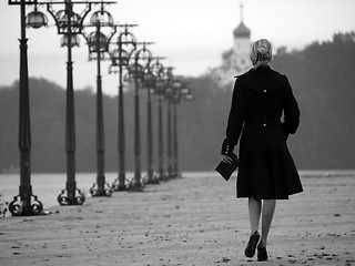 Image showing Beautiful blonde on promenade