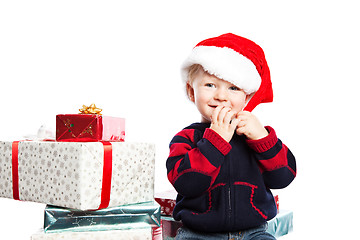 Image showing Boy with christmas gift