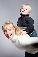 Image showing Happy caucasian mother and son