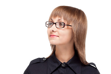 Image showing Portrait beautiful girl bespectacled