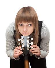 Image showing Portrait young girl with guitar