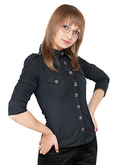 Image showing Young girl bespectacled and black cloth