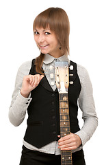Image showing Young girl with guitar in hand