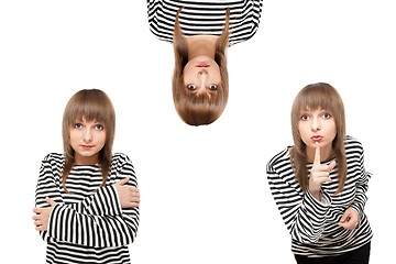 Image showing Girl in striped cloth