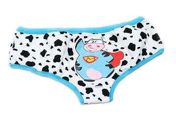 Image showing Feminine underclothes, panties with drawing of the cow