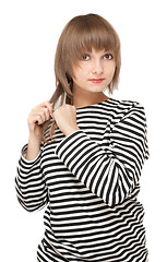 Image showing Girl in striped tanktop