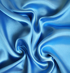 Image showing Smooth elegant blue silk as background