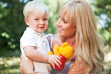 Image showing Happy caucasian mother and son