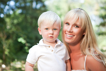 Image showing Happy caucasian mother and son