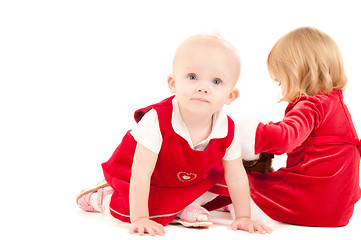 Image showing Two cristmas baby girls