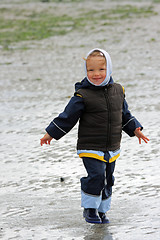 Image showing little girl on low tide tideland