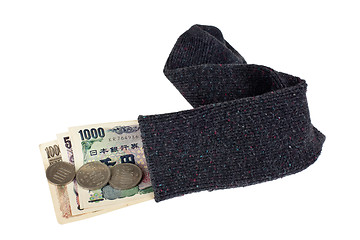 Image showing Japanese currency in a sock