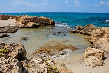 Image showing Scenic sea coast lagoon landscape