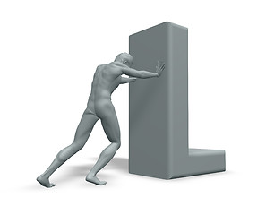Image showing man pushes uppercase letter L