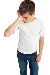 Image showing Boy child upset,  stressed or tired