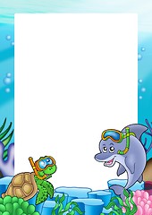 Image showing Frame with turtle and dolphin
