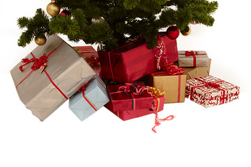 Image showing Christmas tree - presents under a tree