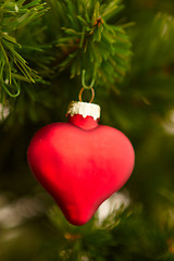 Image showing Closeup of a red heart decoration