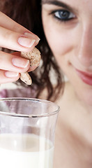 Image showing Young people eating milk.