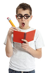 Image showing Comical boy in geek glasses