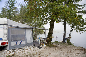 Image showing Camping by Lake Bohinj