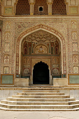 Image showing An entrance to a temple in Amber Fort complex, Rajasthan, India