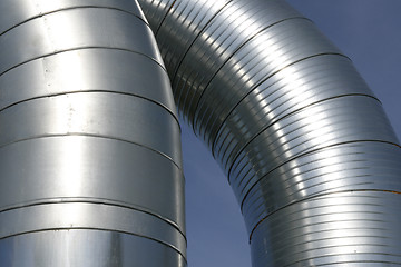 Image showing Modern metallic ventilation ducts