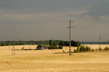 Image showing Lonely farmhouse & upcoming heavy rain