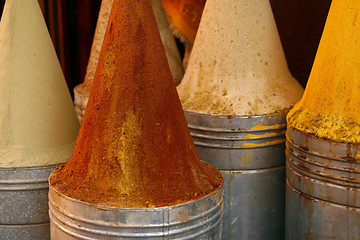 Image showing Sharp towers of spices on the market