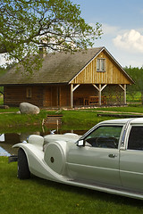 Image showing Light limousine in the meadow