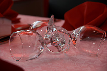 Image showing Wine glasses on the table.