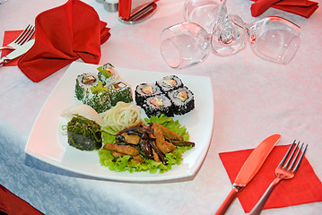 Image showing At Sushi restaurant