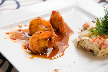 Image showing Close up of Shrimps gourmet foods