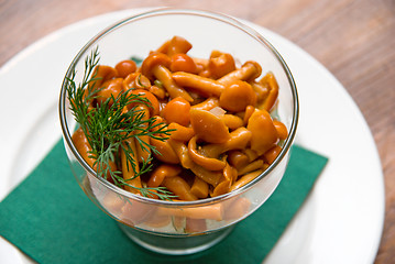 Image showing Close up of agaric honey dish