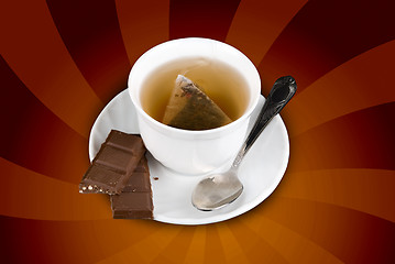 Image showing sweets with cup of tea