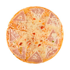 Image showing pizza with ham, cheese, pepper