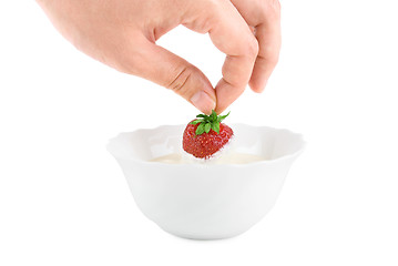 Image showing Hand with strawberry