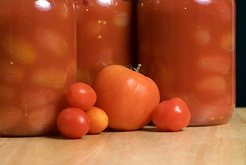 Image showing Mason Jars of Tomatoes