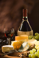 Image showing Cheese and Wine