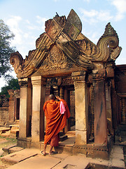 Image showing Monk taking pictures