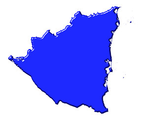 Image showing Nicaragua 3d map with national color