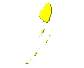 Image showing Saint Vincent and The Grenadines 3d map with national color