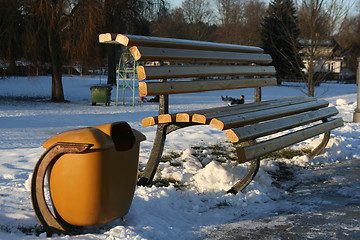 Image showing Bench and Trashcan