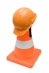 Image showing Road cone and helmet