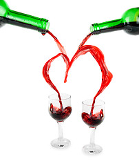 Image showing Heart from pouring red wine 