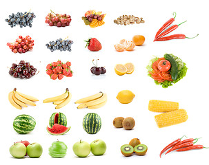 Image showing Set of fruits and vegetables