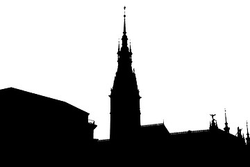 Image showing Silhouette of a palace with a tower