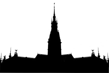 Image showing Silhouette of a palace with a tower