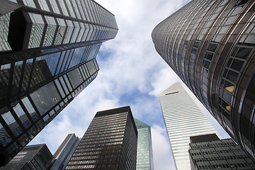 Image showing New York City buildings, looking up