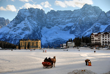 Image showing Misurina Lake at Christmas, Italy